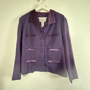 Lois Snyder Dani Max Petite Womens Purple Single Breasted Blazer Jacket Size 12